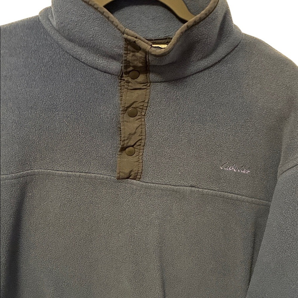 EUC Cabela's  Navy Button-Front Funnel Neck Fleece Pullover Large